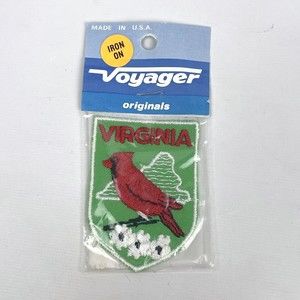 VTG Voyager Brand Virginia State Bird Cardinal Travel Embroidered Iron On Patch